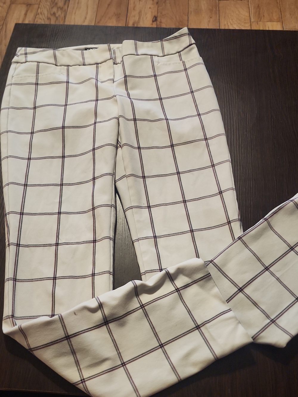 Express Cream Windowpane Plaid Chinos